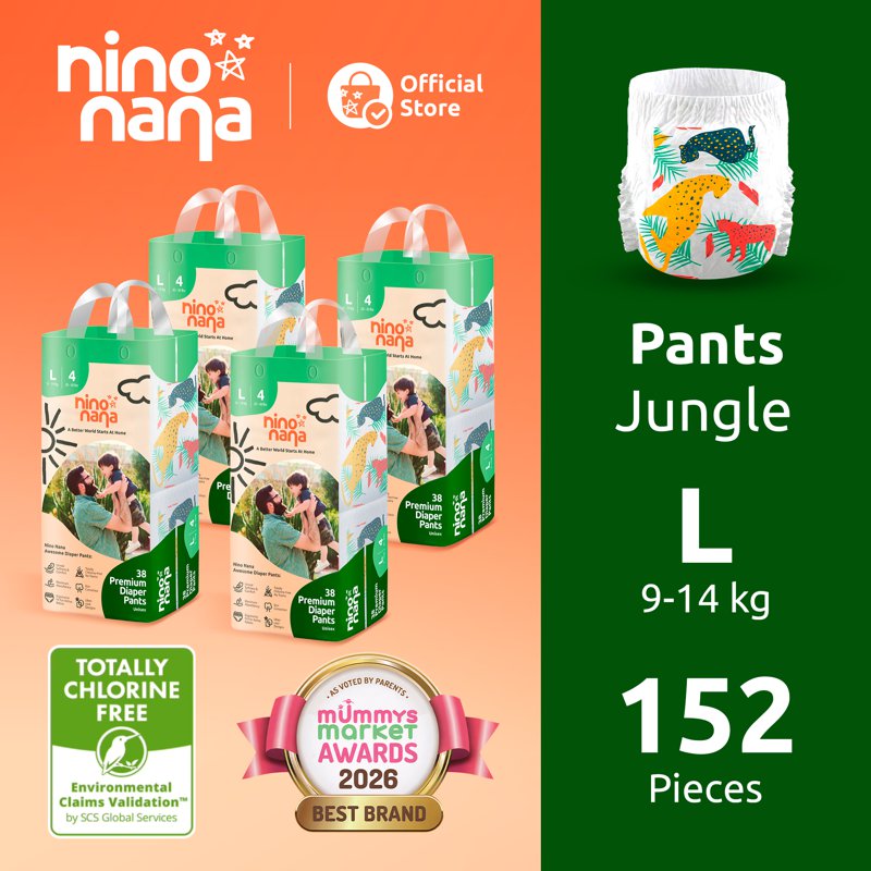 Nino Nana MegaCase Diaper Pants - Jungle L (9- ) 4 x