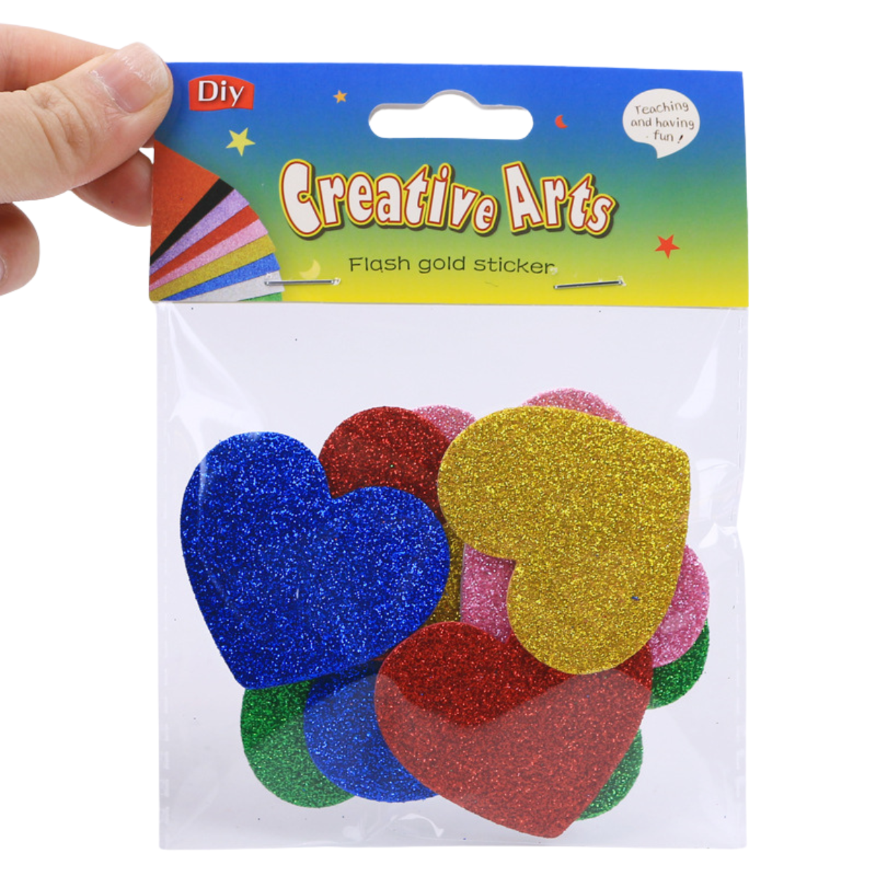 CozyNest Creative Arts Flash Gold Sticker - Glitter Heart