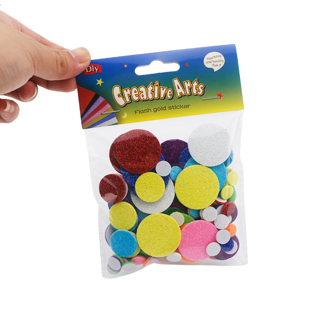 CozyNest Creative Arts Flash Gold Sticker - Glitter Round