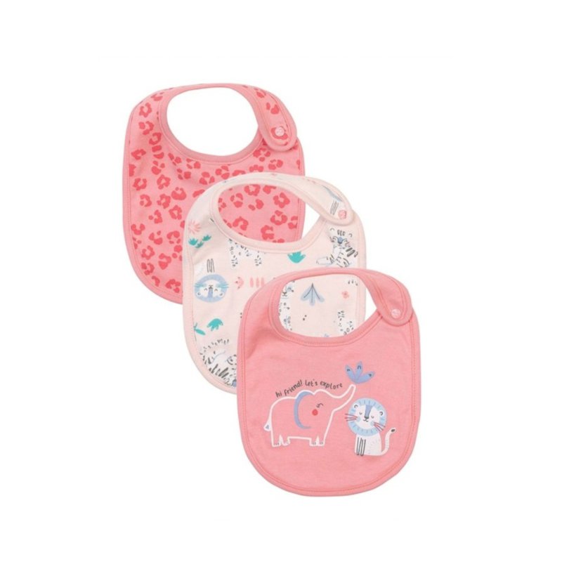Infancie Cotton Baby Bib Set - Pink Safari 3 S