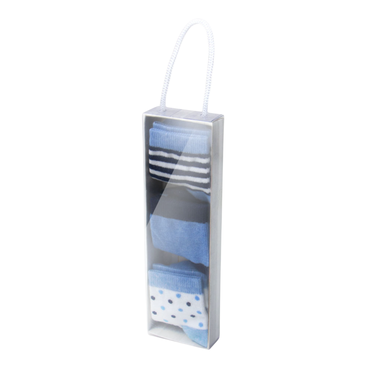 Baby Socks Box 0-6m - Blue Stripes/Dots 1 S