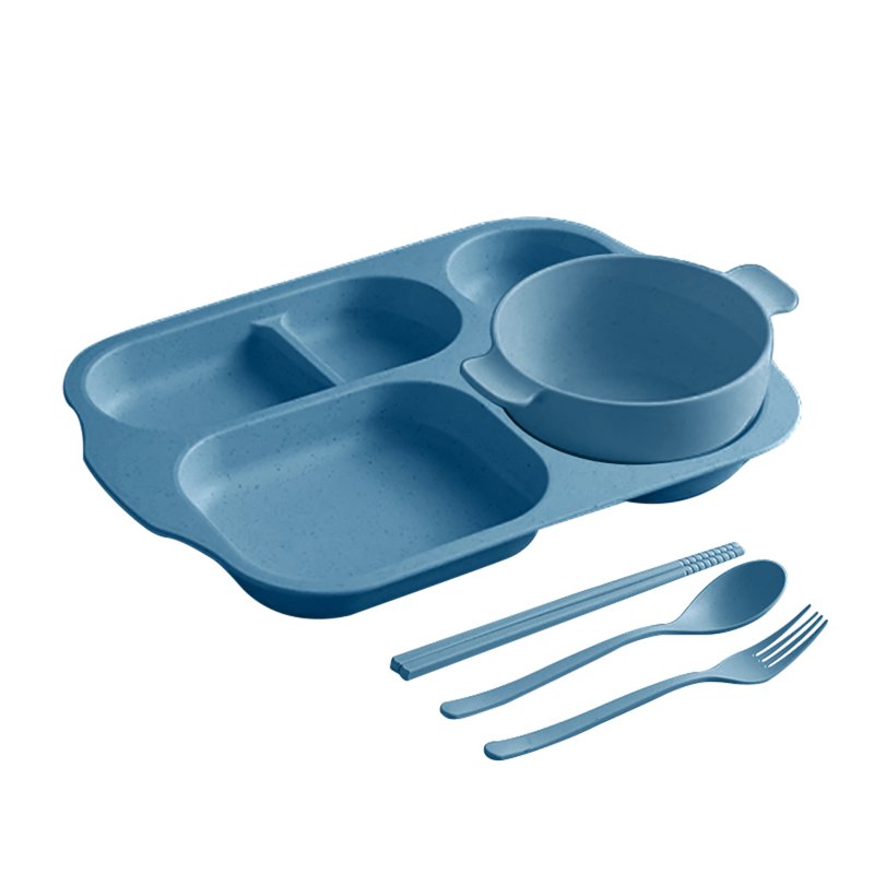 Wheat Straw Kid Dinnerware Set - Blue 1 S