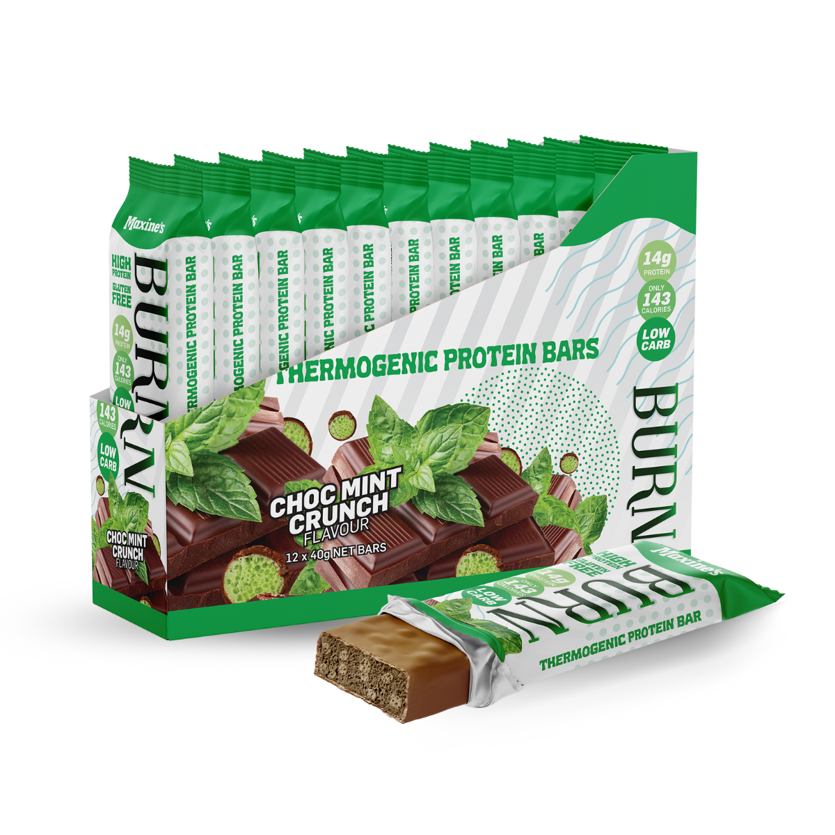 Maxines Maxine's Burn Protein Bars - Choc Mint Crunch