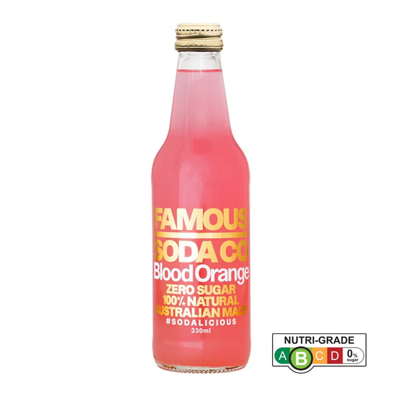 Famous Soda Co Sugar Free Blood Orange Bottle