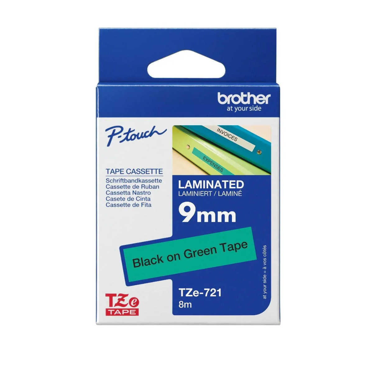 Brother TZE-721 9 mm Black on Green 1 S
