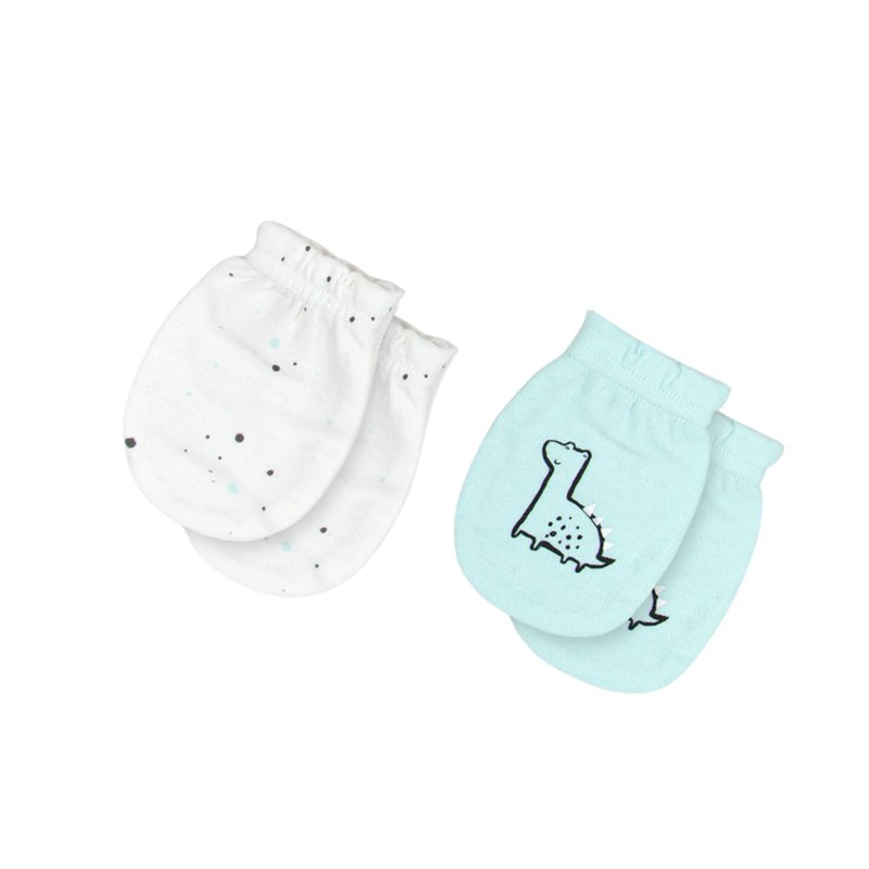 Infancie 100% Cotton Newborn Baby Mittens - Mint Dino