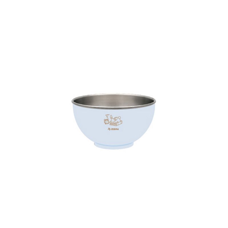 Zebra Stainless Steel Colour Bowl w Rabbit Pad - Light Blue 1 S