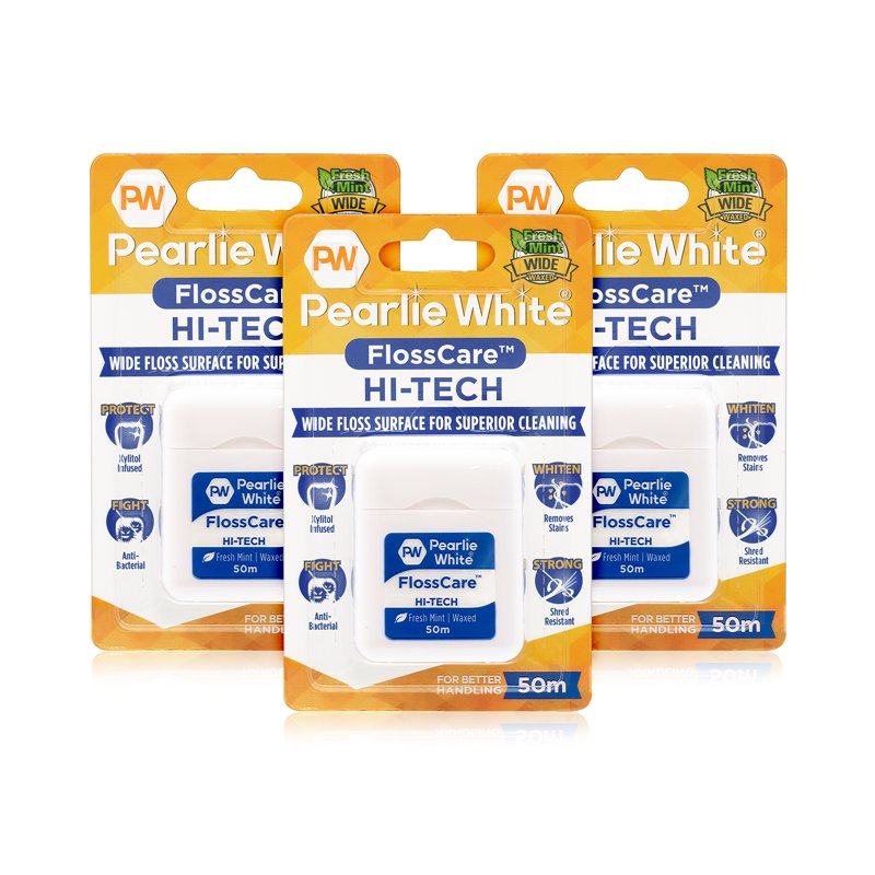 Pearlie White FlossCare Hi-Tech Waxed Mint Floss 3 x 50 M
