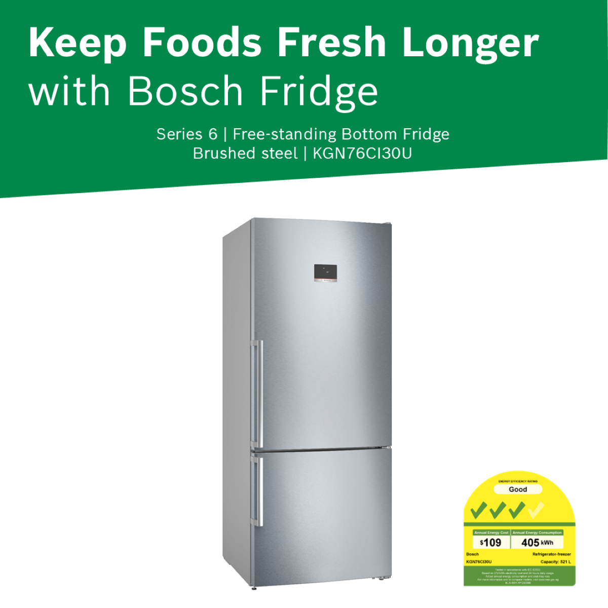 Bosch KGN76CI30U Bottom Freezer 1 S
