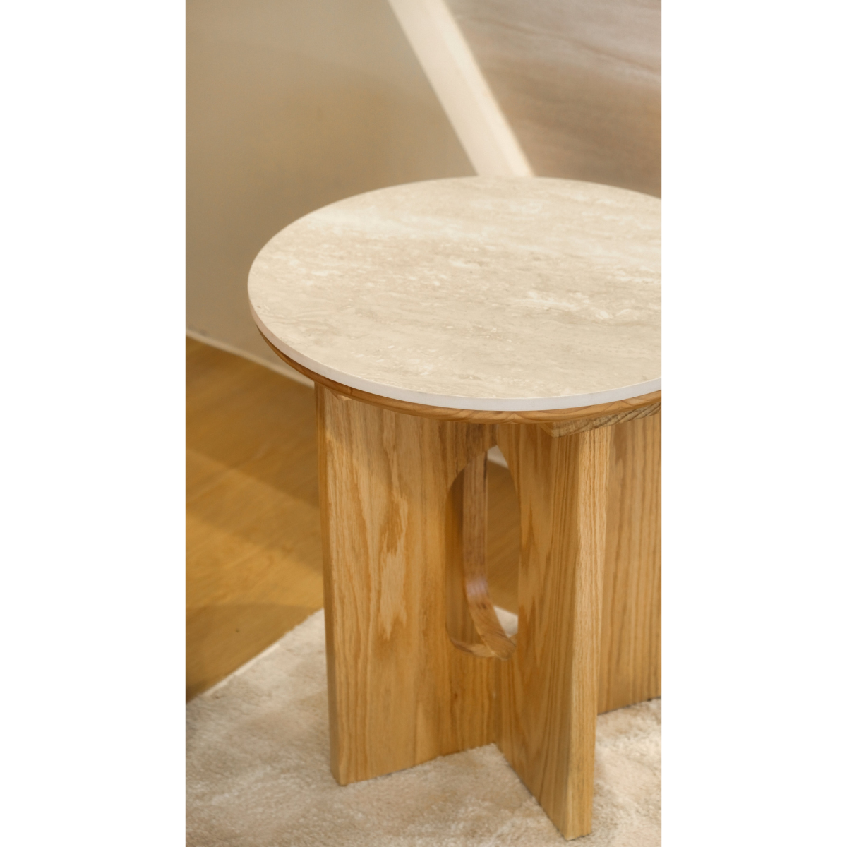 Son & Bear Como Side Table - Walnut + Travatine
