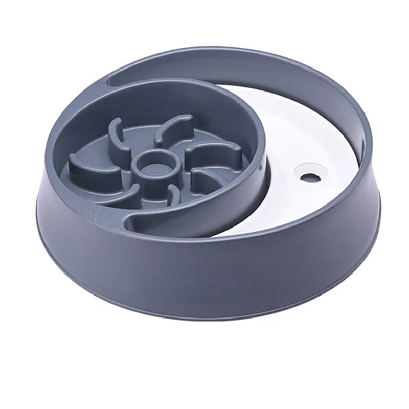Anti-choking Bowl Slow Feed Food Water Dispenser - Gray 1 S