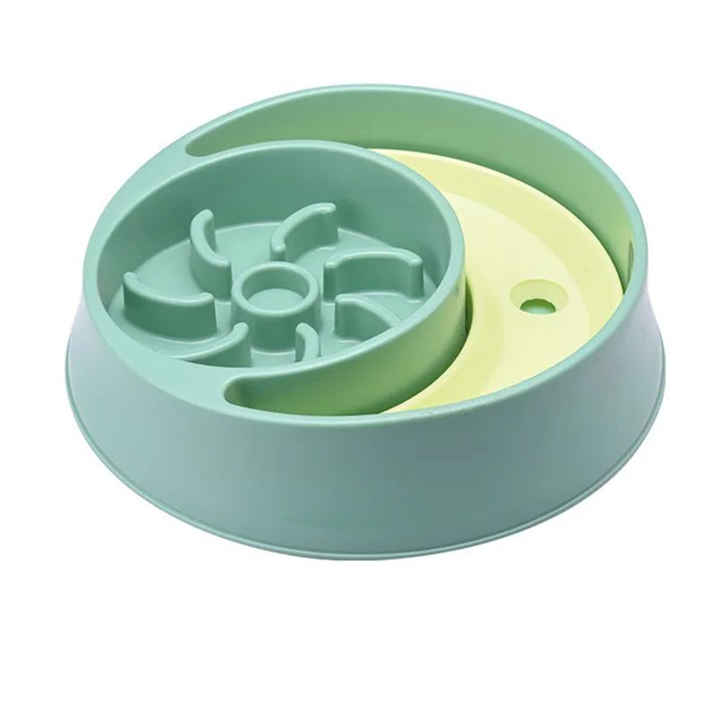 Anti-choking Bowl Slow Feed Food Water Dispenser - Green 1 S