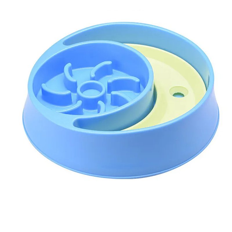 Anti-choking Bowl Slow Feed Food Water Dispenser - Blue 1 S
