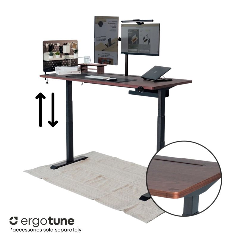Everdesk Max Adjustable Table - Black B, Walnut T (140x60cm)