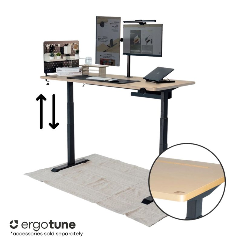 Everdesk Max Adjustable Table - Black B, Oak T (140x60cm)