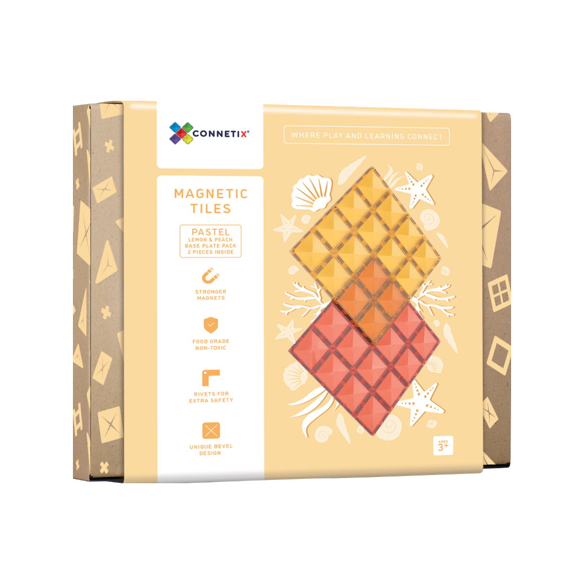 Connetix Base Plate Lemon & Peach Pack - Pastel