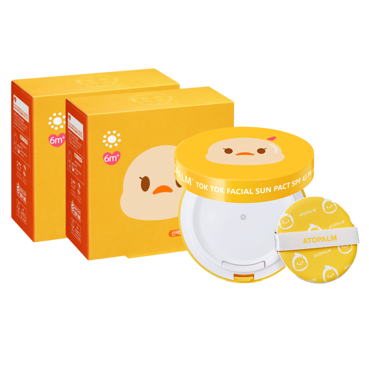 Atopalm Tok Tok Facial Sun Pact SPF43 PA+++ [Bundle of 2]