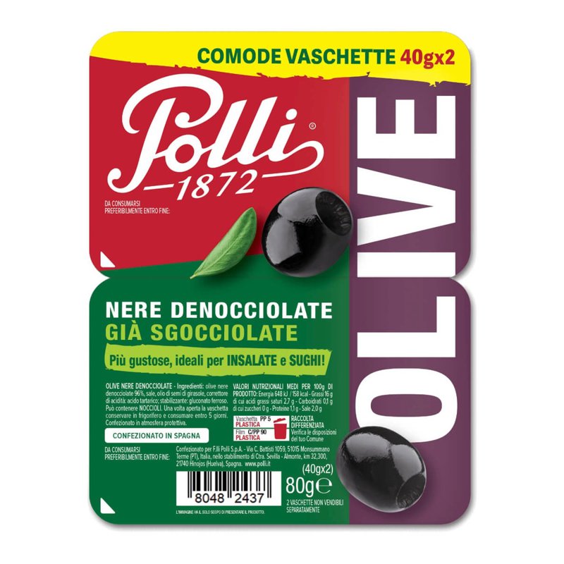 Polli Black Pitted Olives
