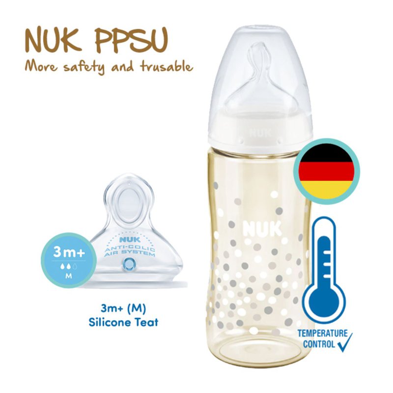 NUK Premium Choice PPSU TC Bottle With Si Teat - Dots 1 S