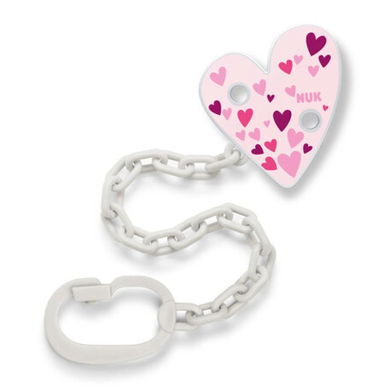 NUK Soother Chain with clip - Pink Heart 1 S