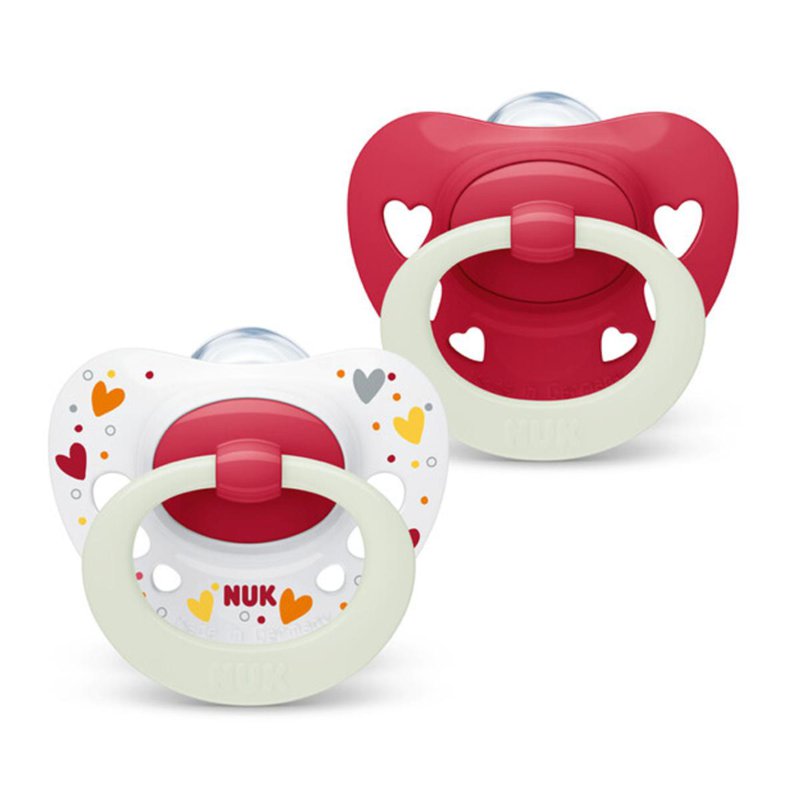 NUK Signature Night Soother Pacifier - Red (18-36 Months) 2 S