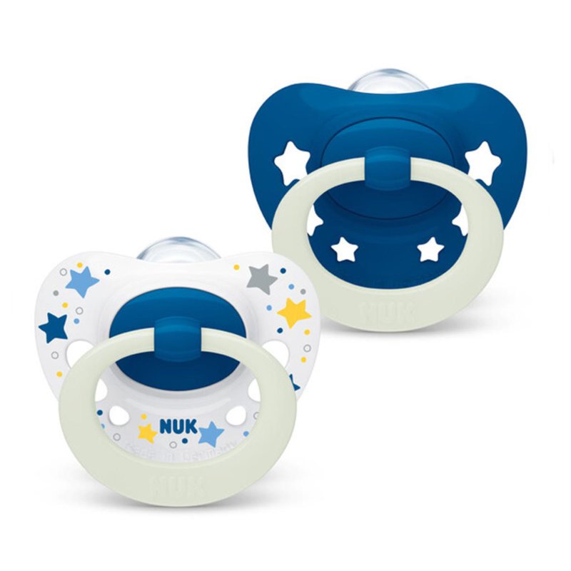 NUK Signature Night Soother Pacifier - Blue (0-6 Months) 2 S
