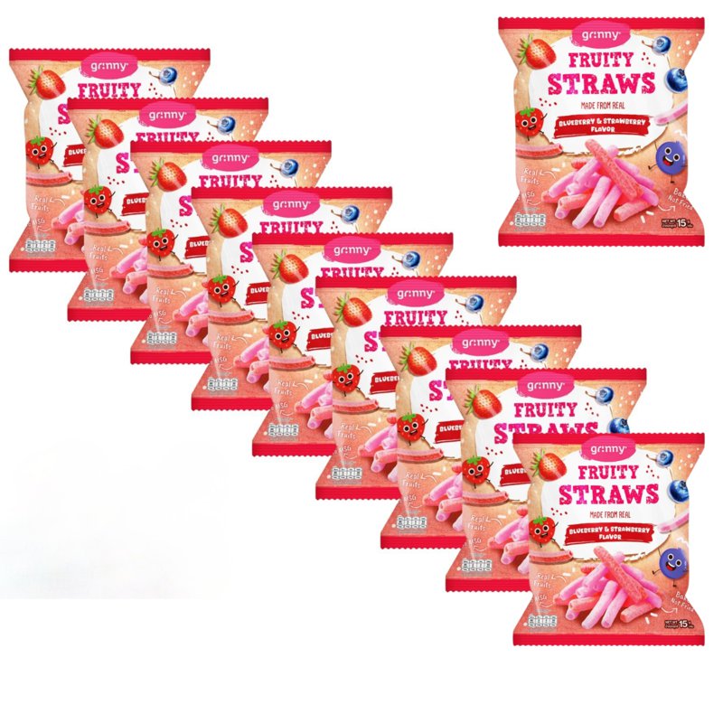 GRINNY Fruity Straws - Blueberry & Strawberry