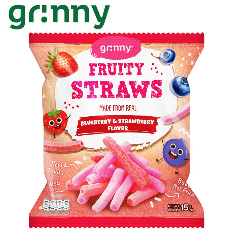 GRINNY Fruity Straws - Blueberry & Strawberry