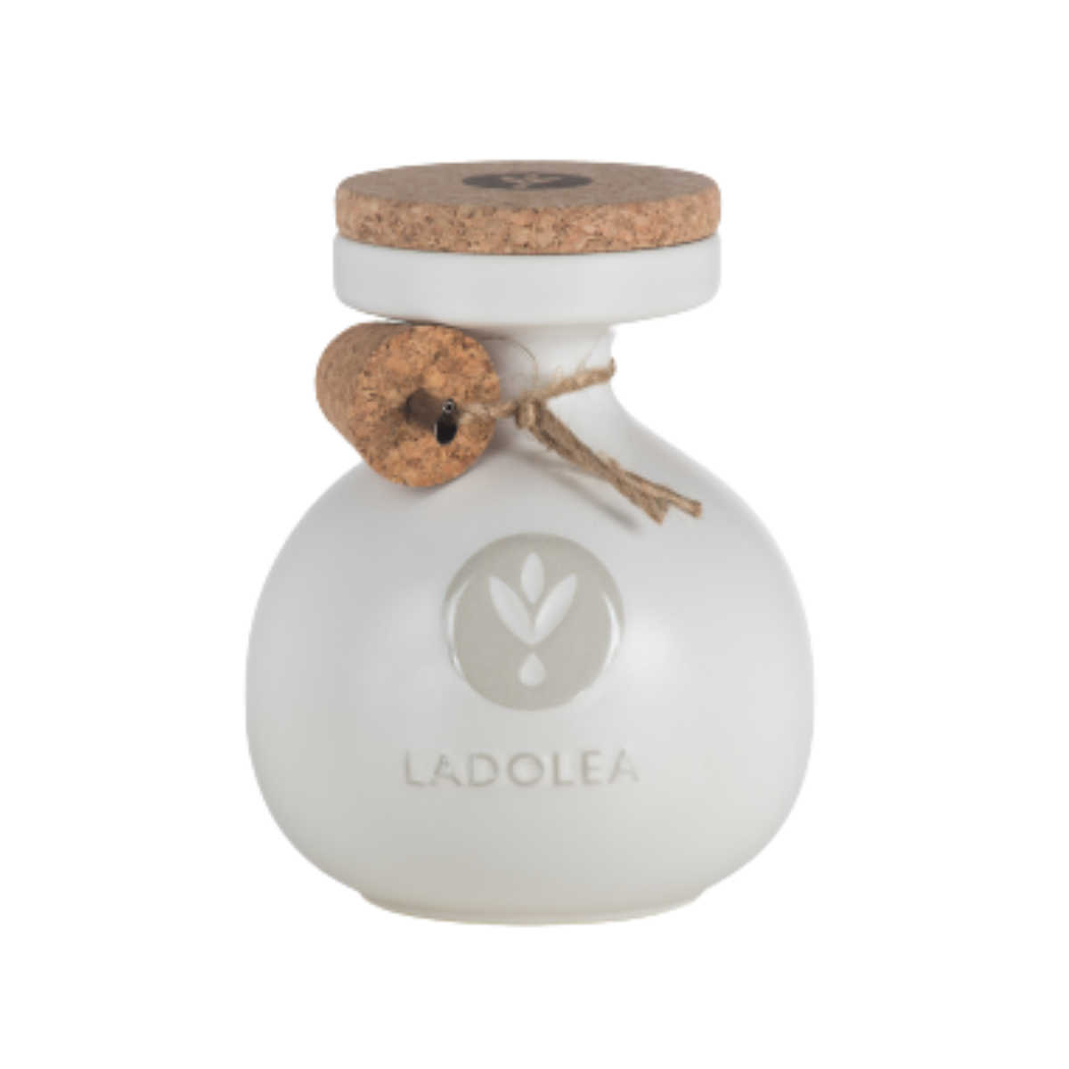 Ladolea Greek Extra Virgin Olive Oil in a White Ceramic Pot