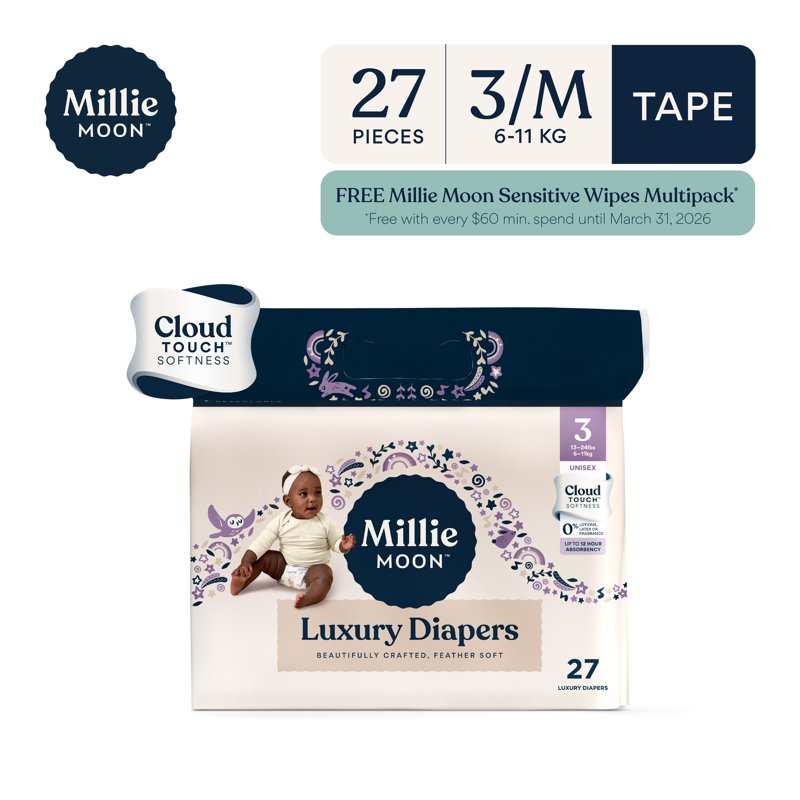 Millie Moon Luxury Tape Diaper - Medium 27 S