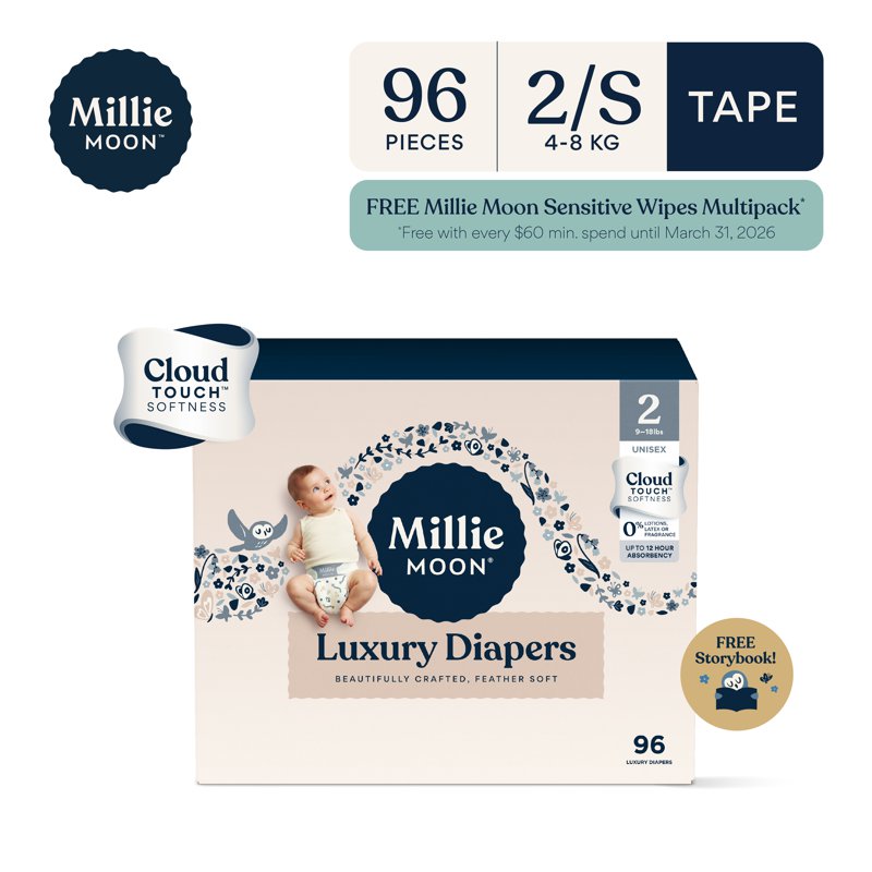 Millie Moon Luxury Tape Diaper - Small 96 S