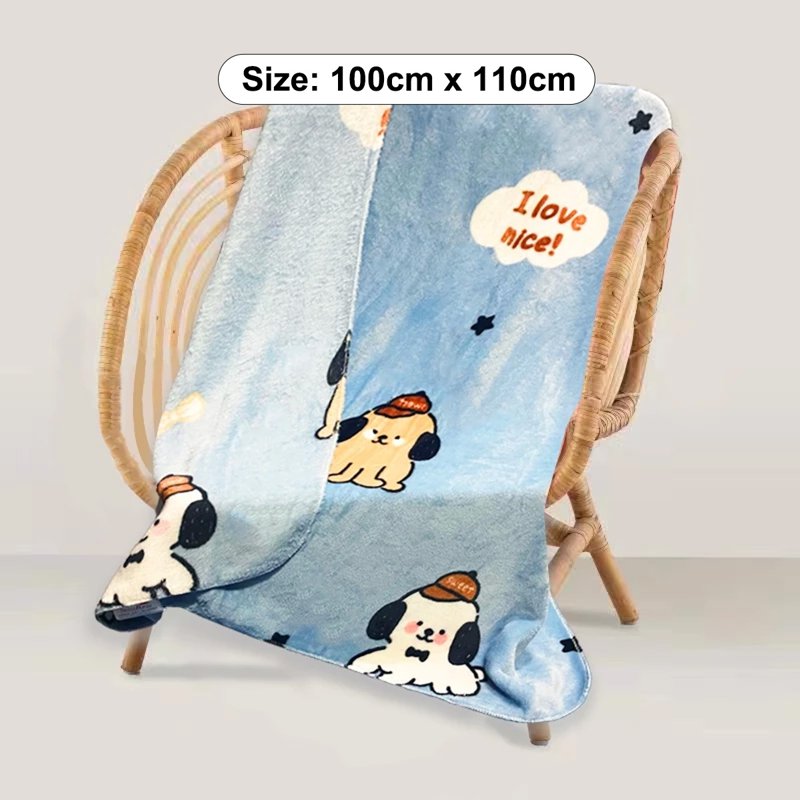 Sweet Home Cartoon Coral Fleece Blanket Baby Size-Blue Dog 1 S