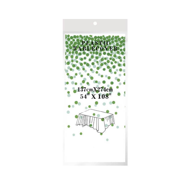 Wistech Home Disposable Tablecloth - Green White Dots
