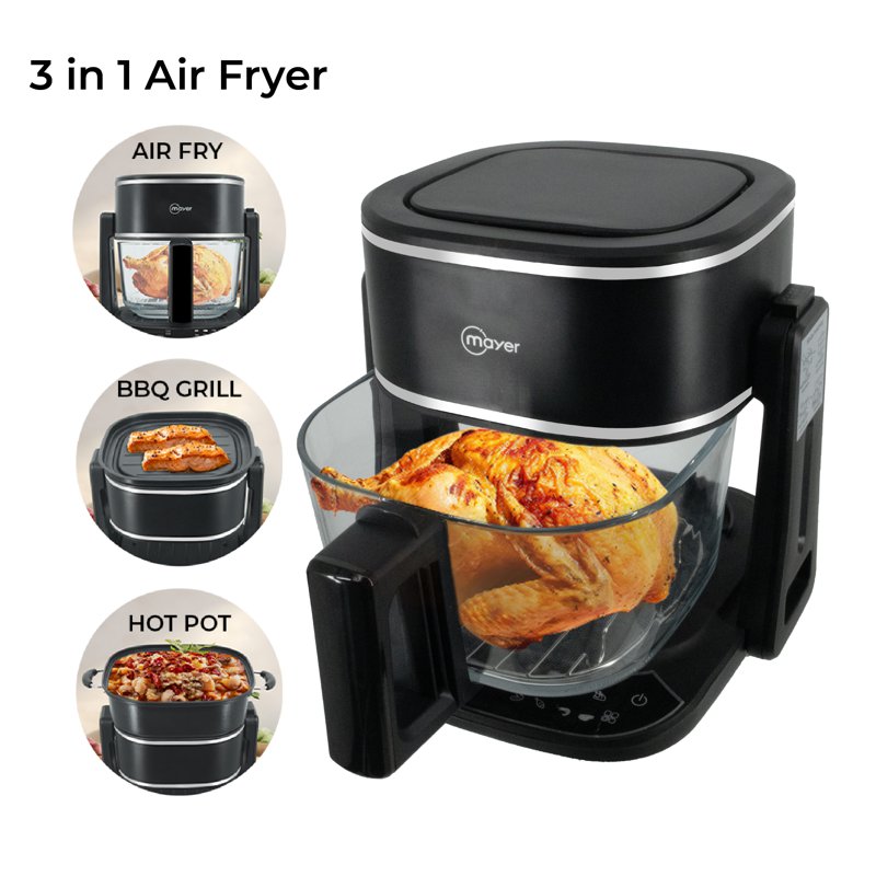 Mayer 3-in-1 Glass Air Fryer with Grill MMGAF459G