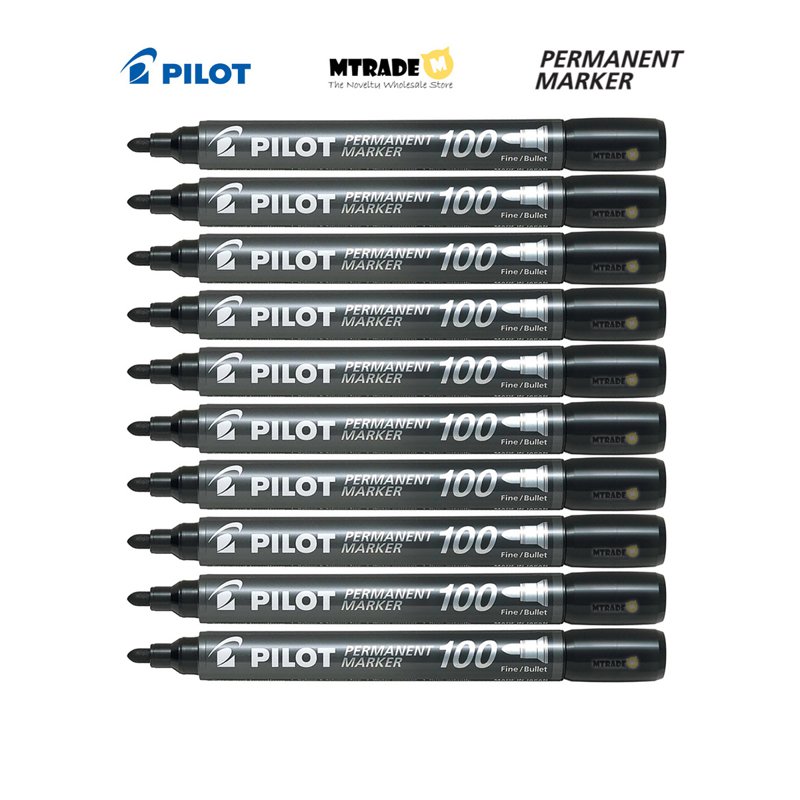 Pilot Bullet Point Permanent Marker - Black (MPM-10F-B) 10 S