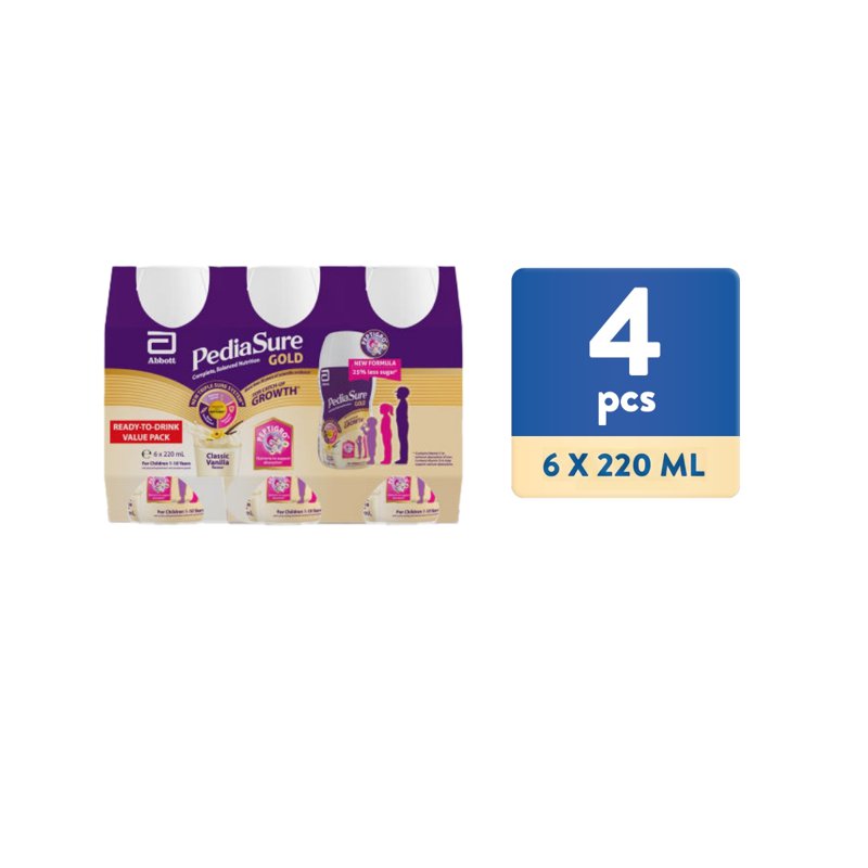 PediaSure Gold with PeptiGro - RTD - Classic Vanilla 4 x 6 S