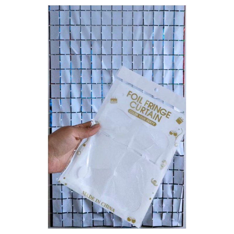 Cozy Nest Square Foil Party Curtain - White
