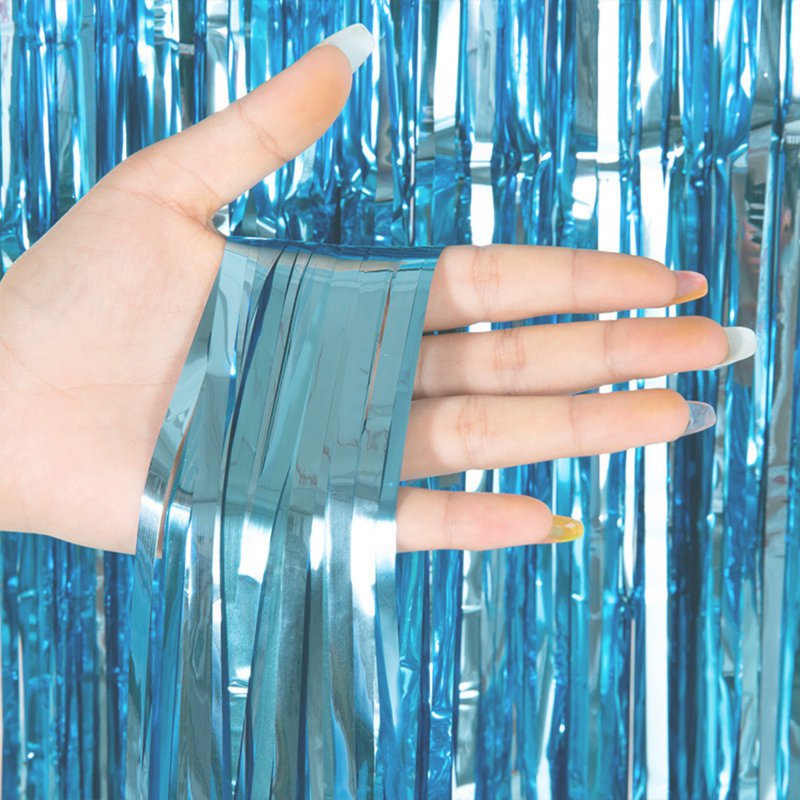 Cozy Nest Foil Party Curtain - Light Blue