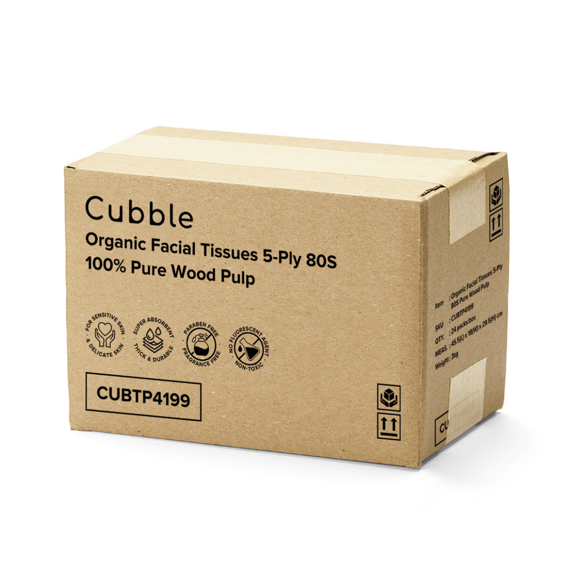Cubble Premium Facial Tissue 5-PLY 100% Pure Wood Pulp 24 x 80 S