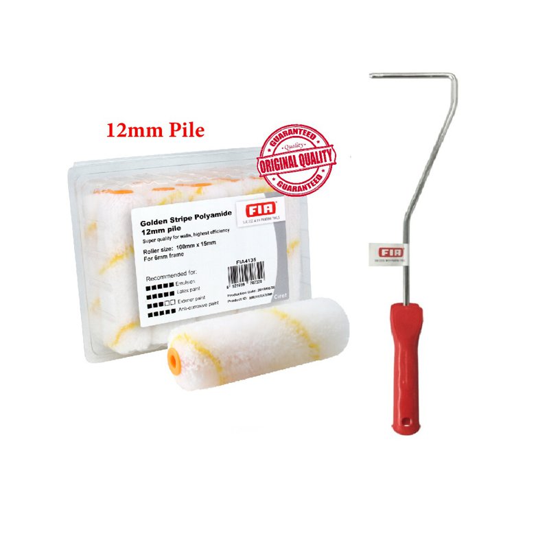 FIA 6" Professional Mini-Roller Set Yellow Stripe- 12mm Pile 11 S