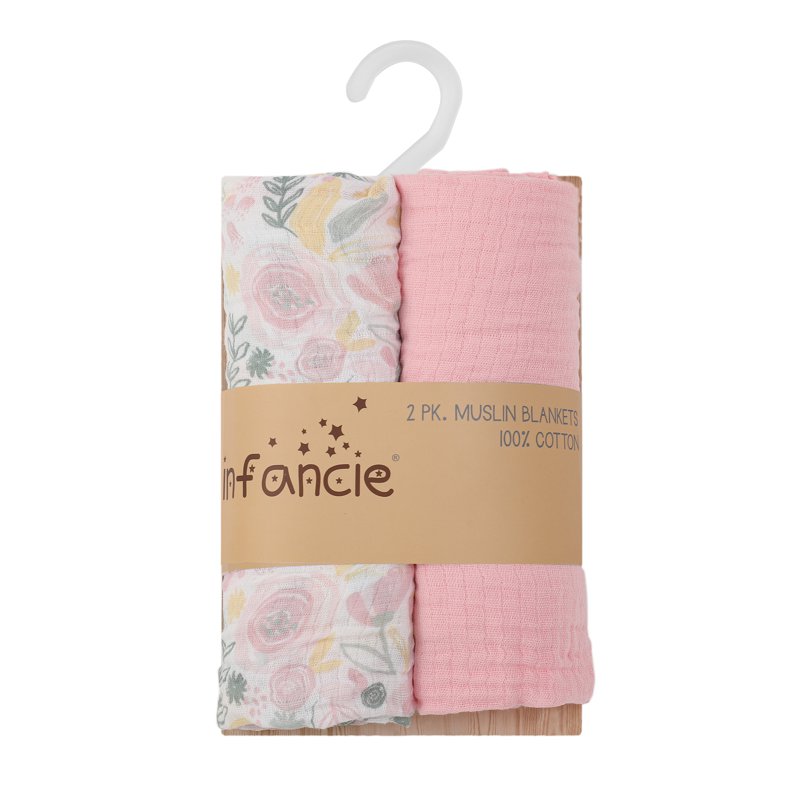 Infancie 2-Pc Muslin Receiver - Rose