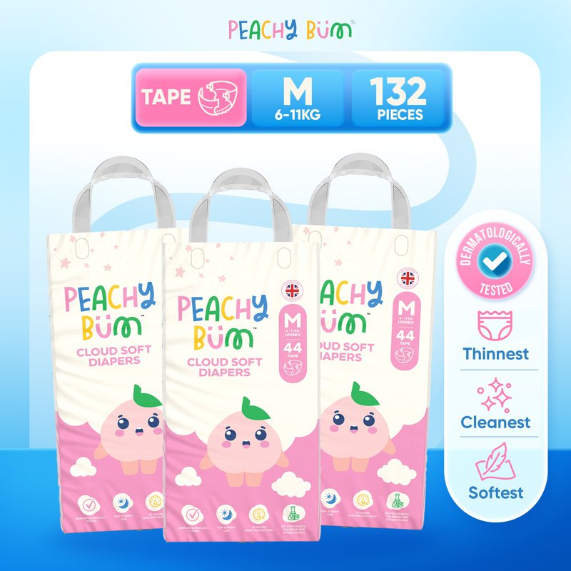 [CTN] Peachy Bum Cloud Soft Tape Diapers - Medium 132 S