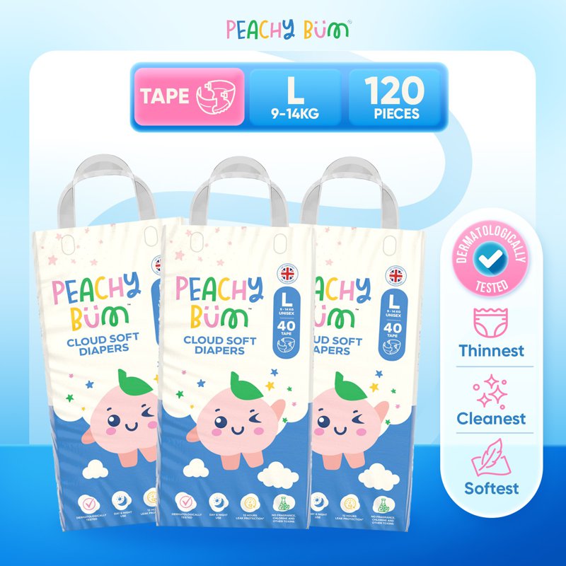 [CTN] Peachy Bum Cloud Soft Tape Diapers - Large 120 S