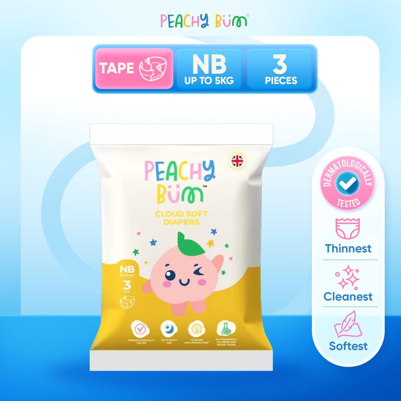 Peachy Bum Cloud Soft Tape Diapers Trial Pack - NB 3 S