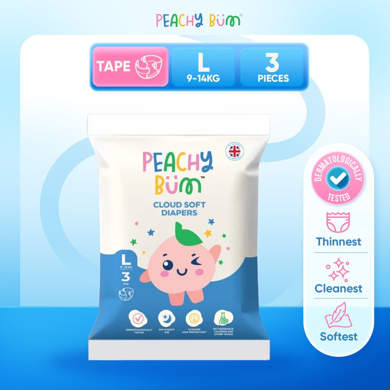 Peachy Bum Cloud Soft Tape Diapers Trial Pack - Large 3 S