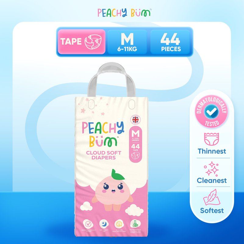 Peachy Bum Cloud Soft Tape Diapers Single - Medium 44 S