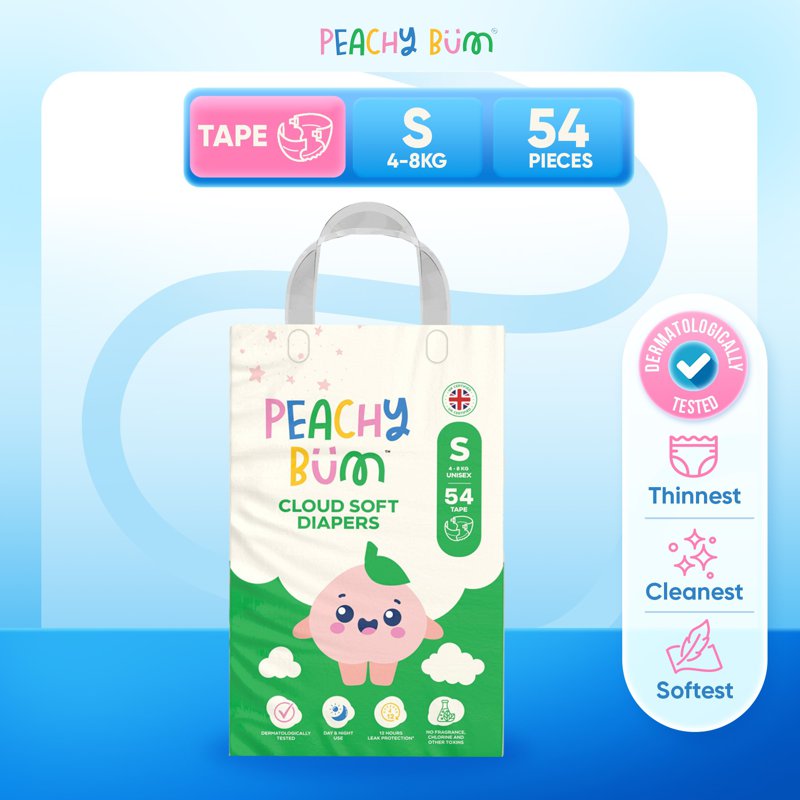 Peachy Bum Cloud Soft Tape Diapers Single - Small 54 S