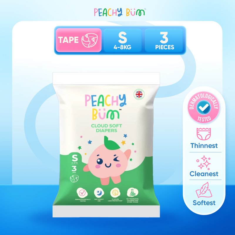Peachy Bum Cloud Soft Tape Diapers Trial Pack - Small 3 S