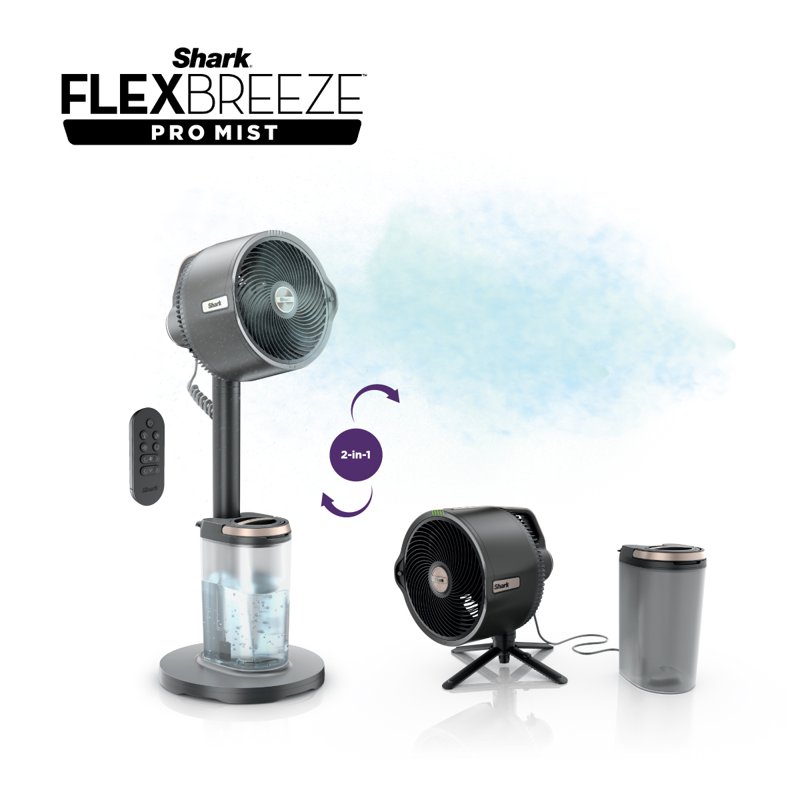 Shark FlexBreeze Pro Mist Fan With Water Tank - Grey (FA300) 1 S