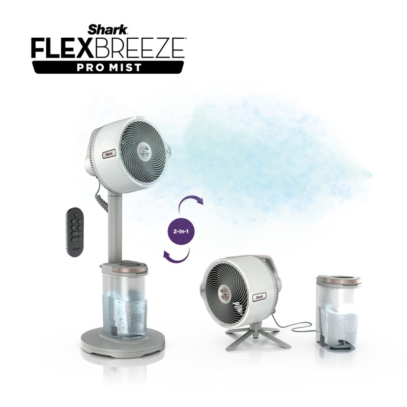 Shark FlexBreeze Pro Mist Fan With Water Tank - White (FA300) 1 S